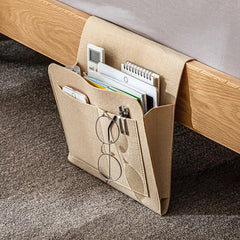 Felt Bedside Storage Bag - Sofa Bed Hanging Pocket Organizer for Remote, Books, Laptop