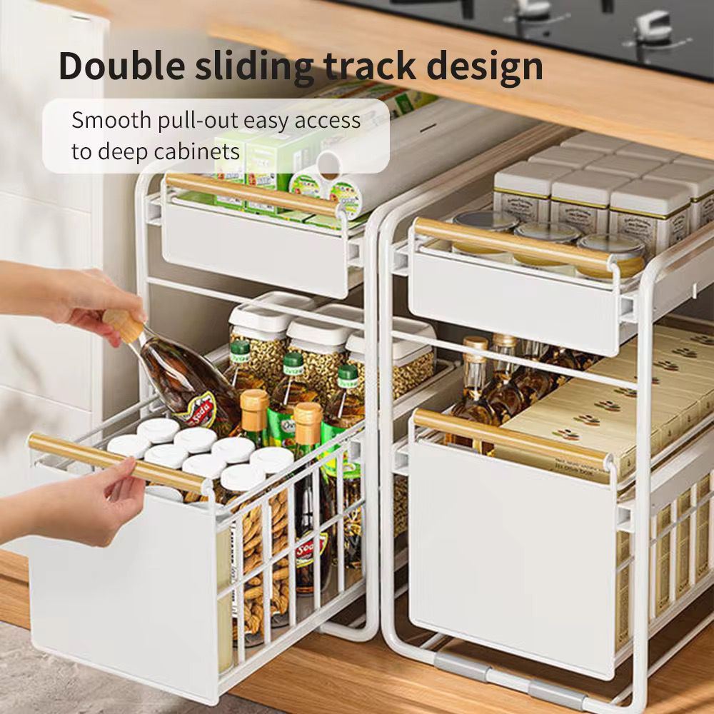 Under Sink Storage Rack - Drawer-Type Kitchen and Bathroom Organizer Shelf