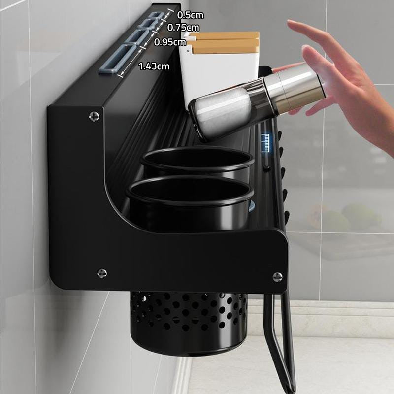 Wall- Mounted Kitchen Storage Rack, Multi-Purpose Kitchen Holder Spice, Spoon, Knife, Kitchen Towel Organizer