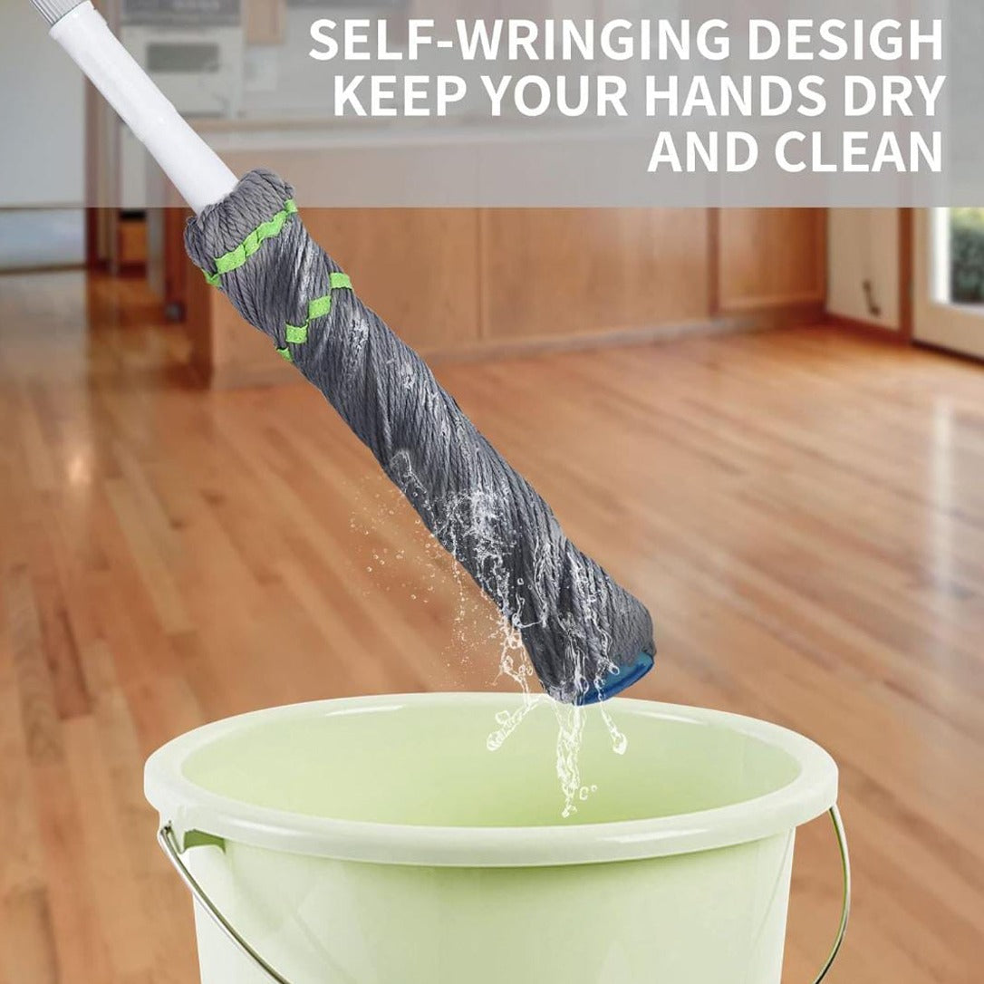 Self Wringing Twist Floor Cleaning Mop, Retractable Self Squeezing Household Mop Stick