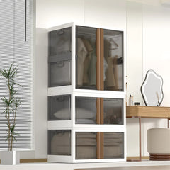 Cloth Storage Organizer Cabinet, Stackable Cloth Storage Bin, Rolling Wardrobe Closet Rack Shelf