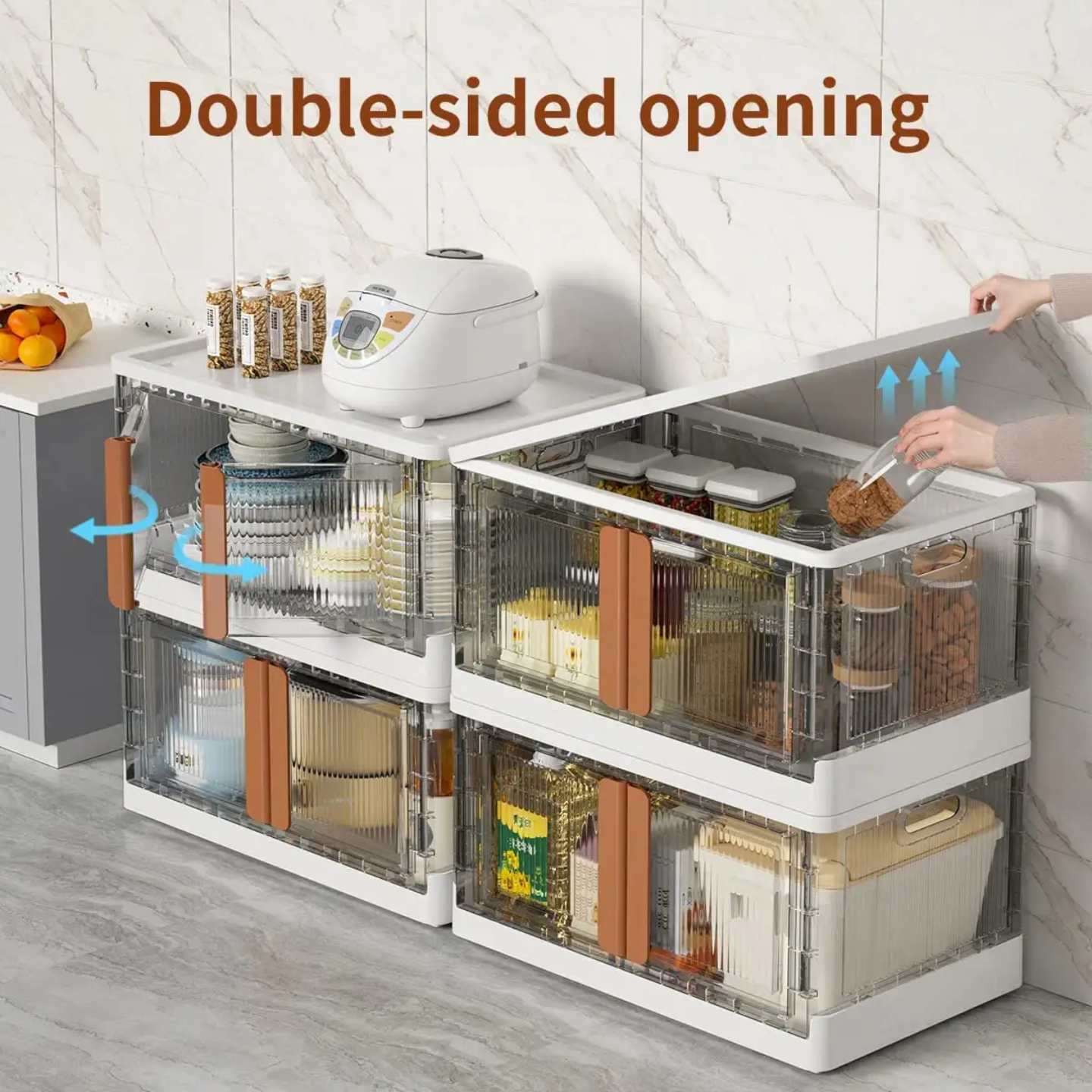 Stackable Storage Bins, Storage Cabinet Organizer, Folding Rack Shelf for Home, Office