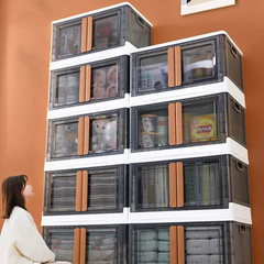 Stackable Storage Bins, Storage Cabinet Organizer, Folding Rack Shelf for Home, Office