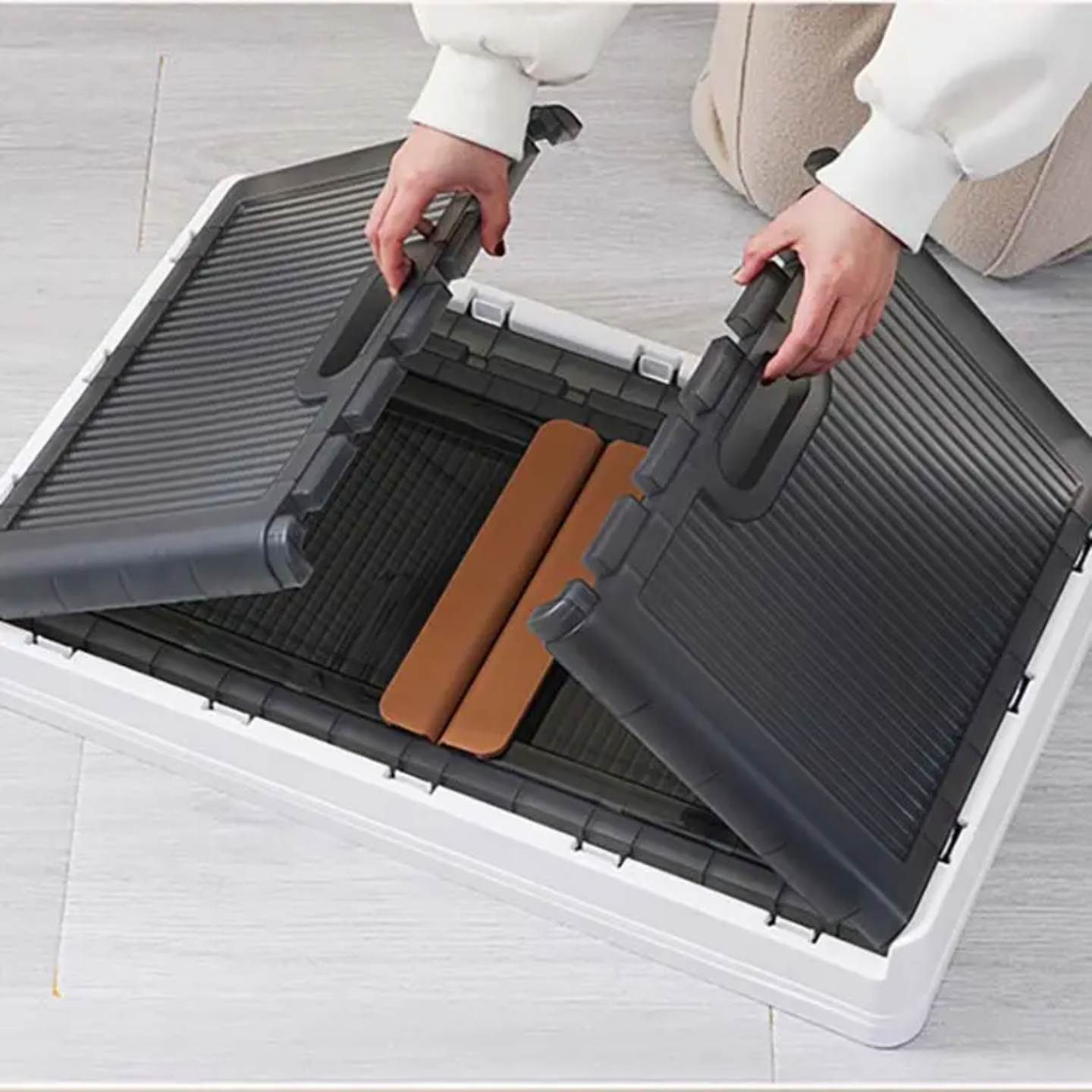 Stackable Storage Bins, Storage Cabinet Organizer, Folding Rack Shelf for Home, Office