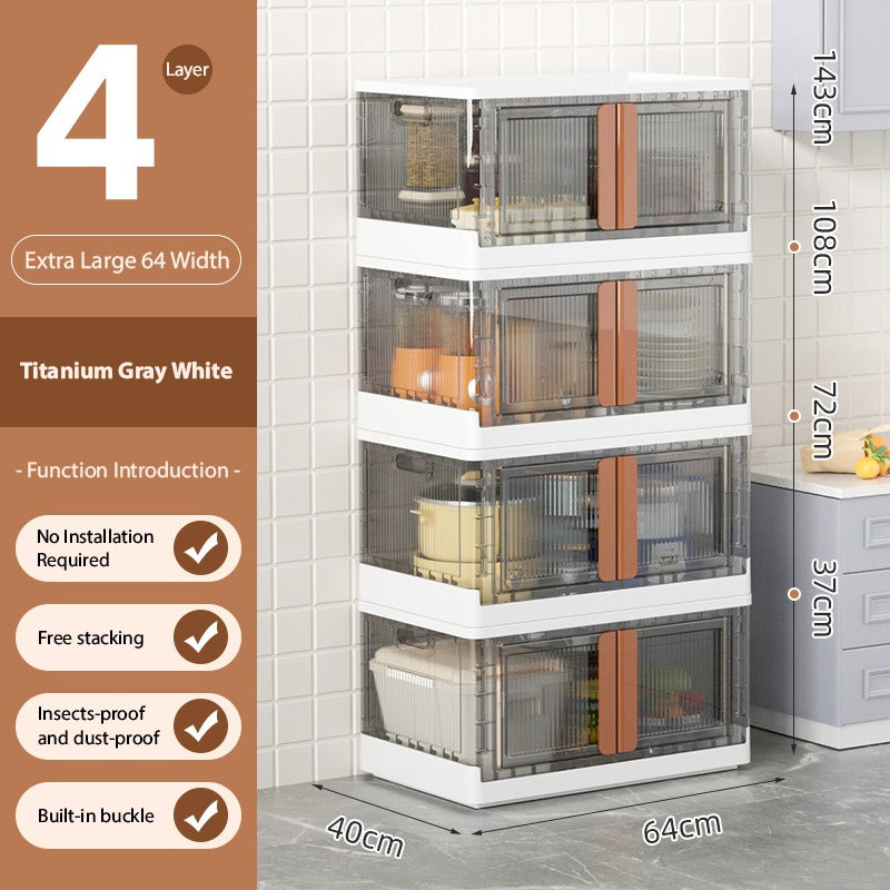 Stackable Storage Bins, Storage Cabinet Organizer, Folding Rack Shelf for Home, Office