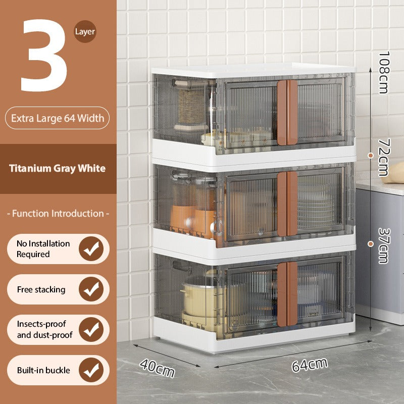 Stackable Storage Bins, Storage Cabinet Organizer, Folding Rack Shelf for Home, Office