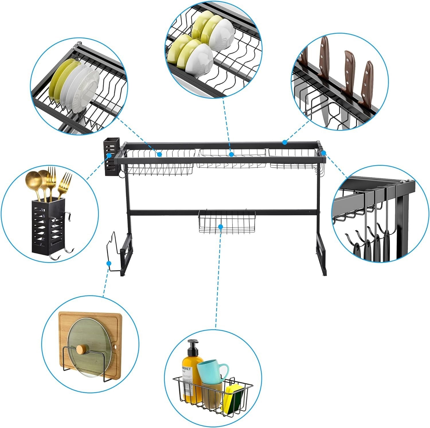 Over the Sink Dish Drying Rack, Stainless Steel Kitchen Rack