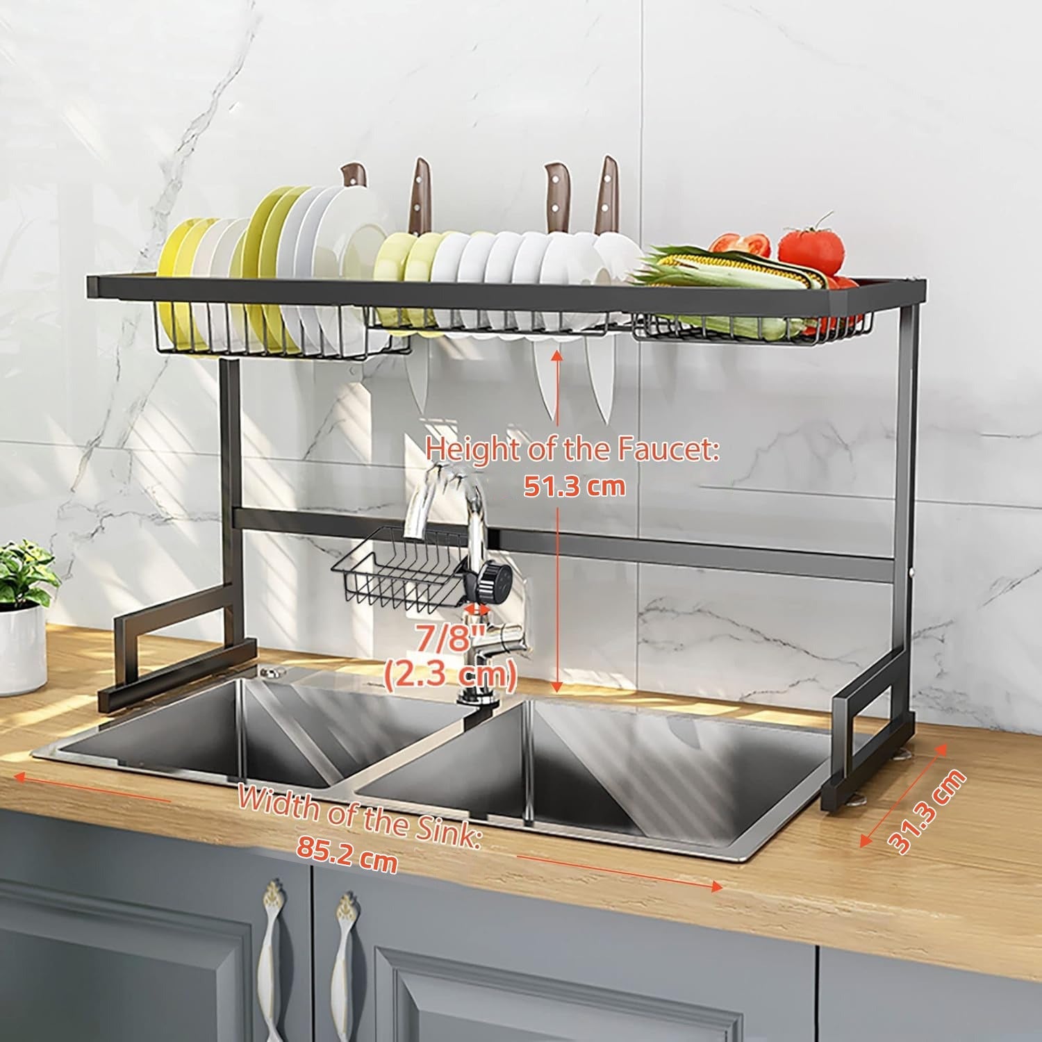 Over the Sink Dish Drying Rack, Stainless Steel Kitchen Rack