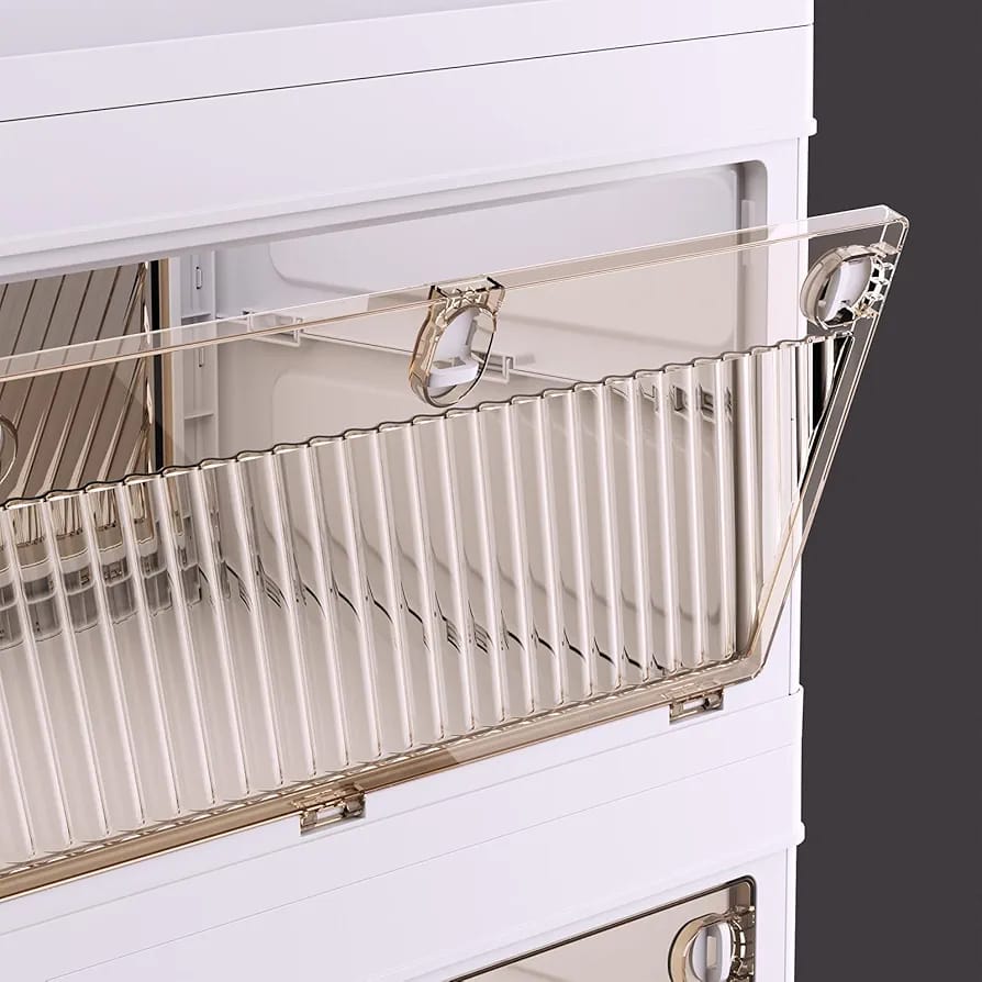 Storage Cabinet Rack with Wheels, 3 Layer Stackable Storage Bin Organizer Shelf