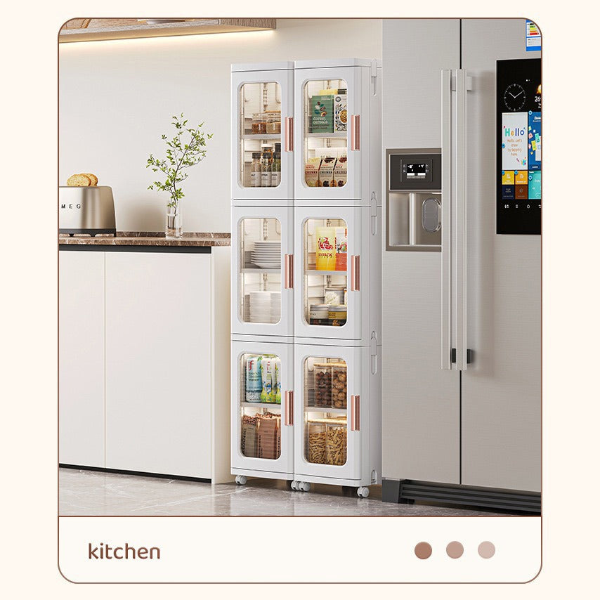 Narrow Tall Floor Storage Cabinet for Small Spaces with Doors and Wheels for  Bathroom, Kitchen, Pantry