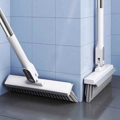 Toilet Floor Wiper Brush, Bathroom Cleaning Brush, Floor Scrub Brush with Wiper