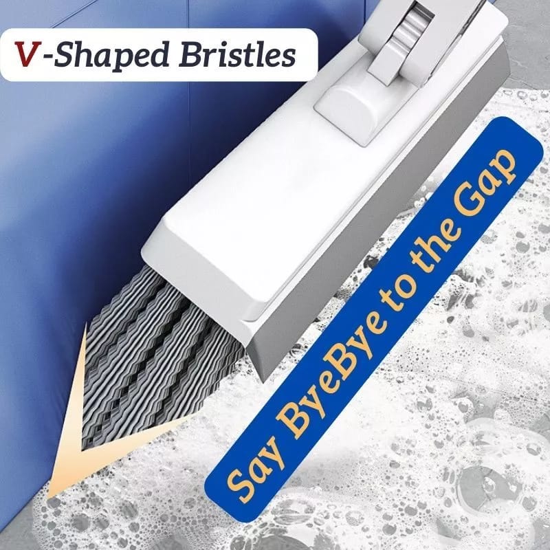 Toilet Floor Wiper Brush, Bathroom Cleaning Brush, Floor Scrub Brush with Wiper