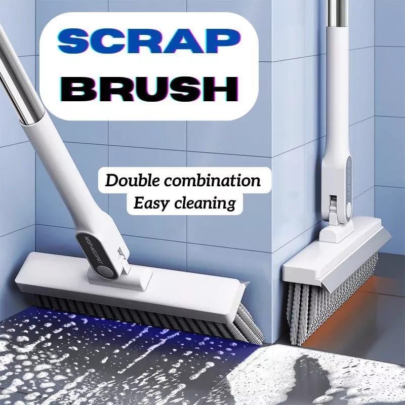 Toilet Floor Wiper Brush, Bathroom Cleaning Brush, Floor Scrub Brush with Wiper