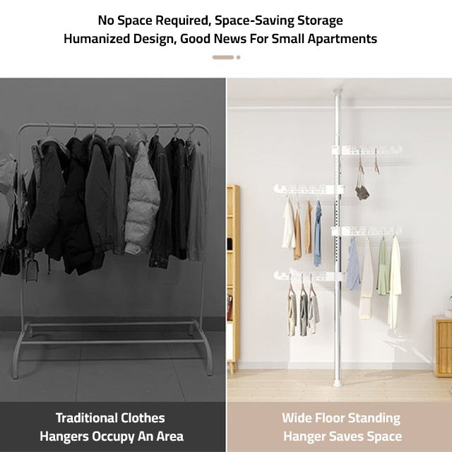 Upright Coat Rack, 4 Tier Cloth Hanger, Laundry Pole Cloth Drying Rack, Vertical Garment Display Stand