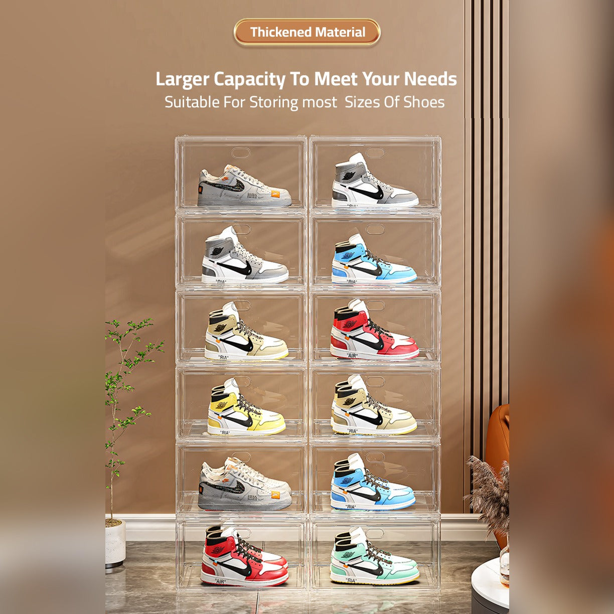 1 Pcs Stackable Transparent Shoe Box Organizer, Multipurpose Display Case, Sneakers Storage Rack