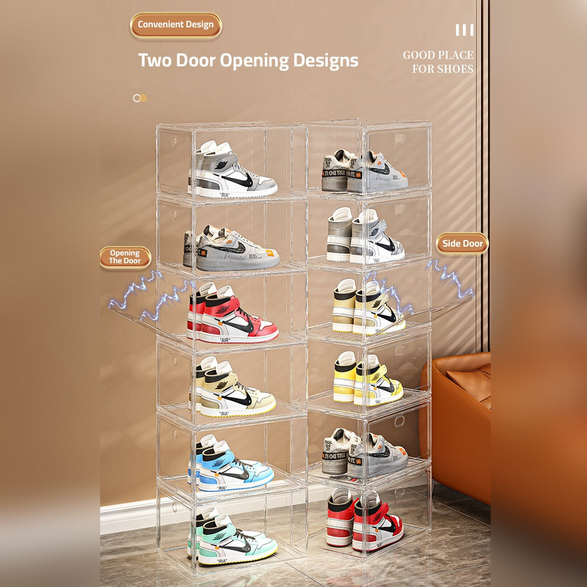 1 Pcs Stackable Transparent Shoe Box Organizer, Multipurpose Display Case, Sneakers Storage Rack