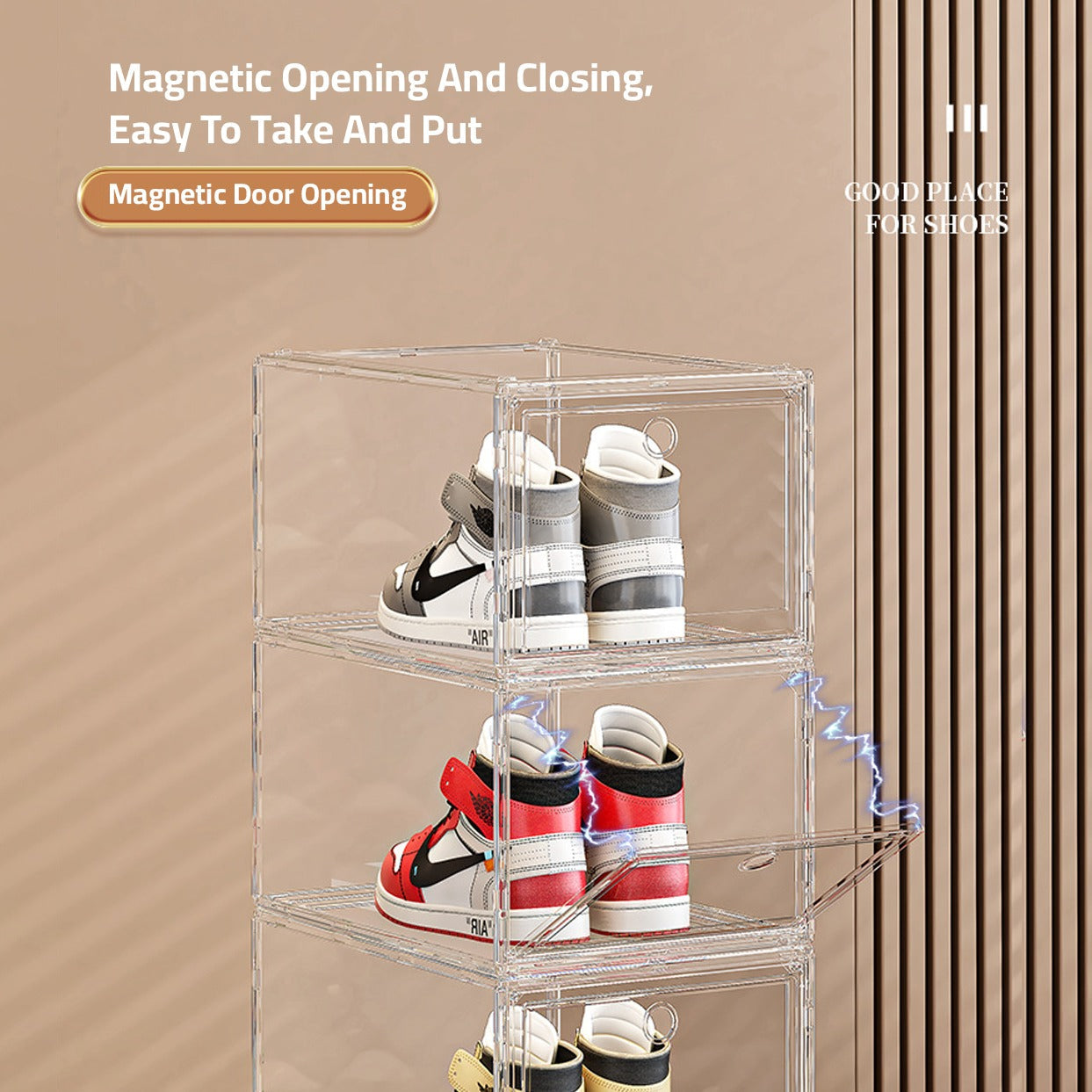 1 Pcs Stackable Transparent Shoe Box Organizer, Multipurpose Display Case, Sneakers Storage Rack