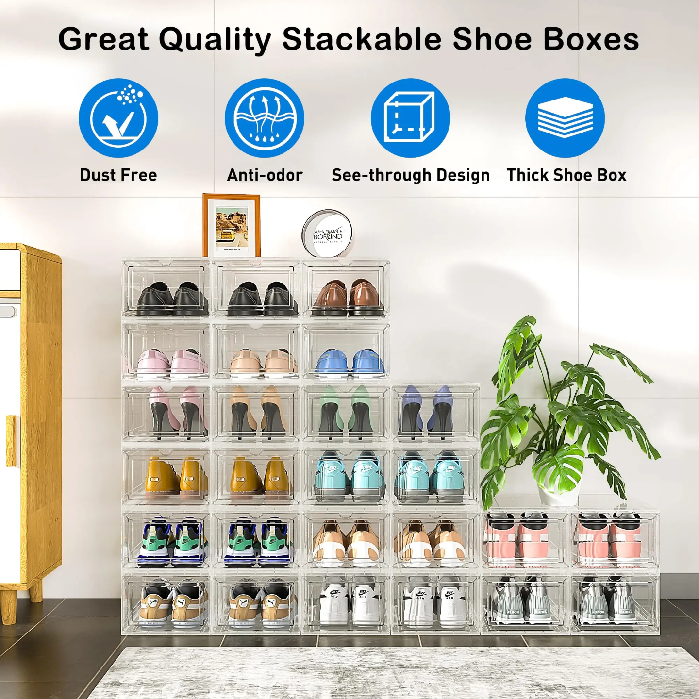 1 Pcs Stackable Transparent Shoe Box Organizer, Multipurpose Display Case, Sneakers Storage Rack