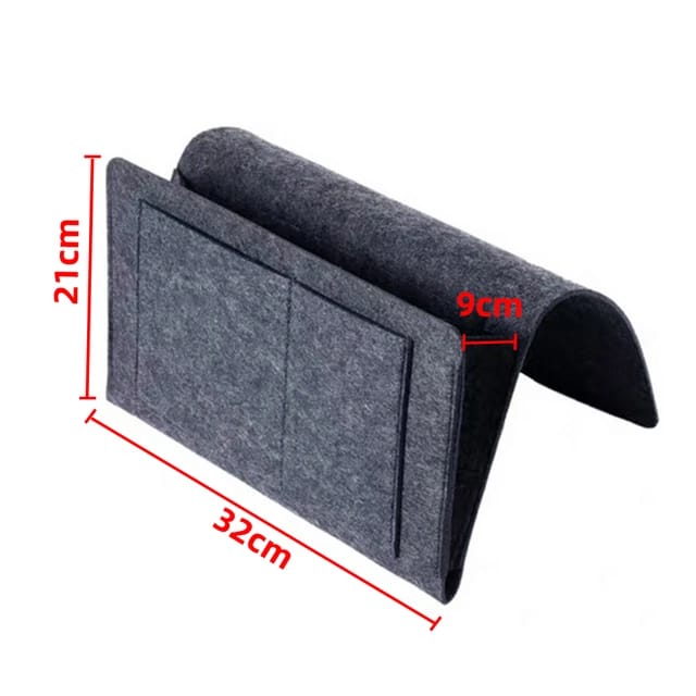 Felt Bedside Storage Bag - Sofa Bed Hanging Pocket Organizer for Remote, Books, Laptop