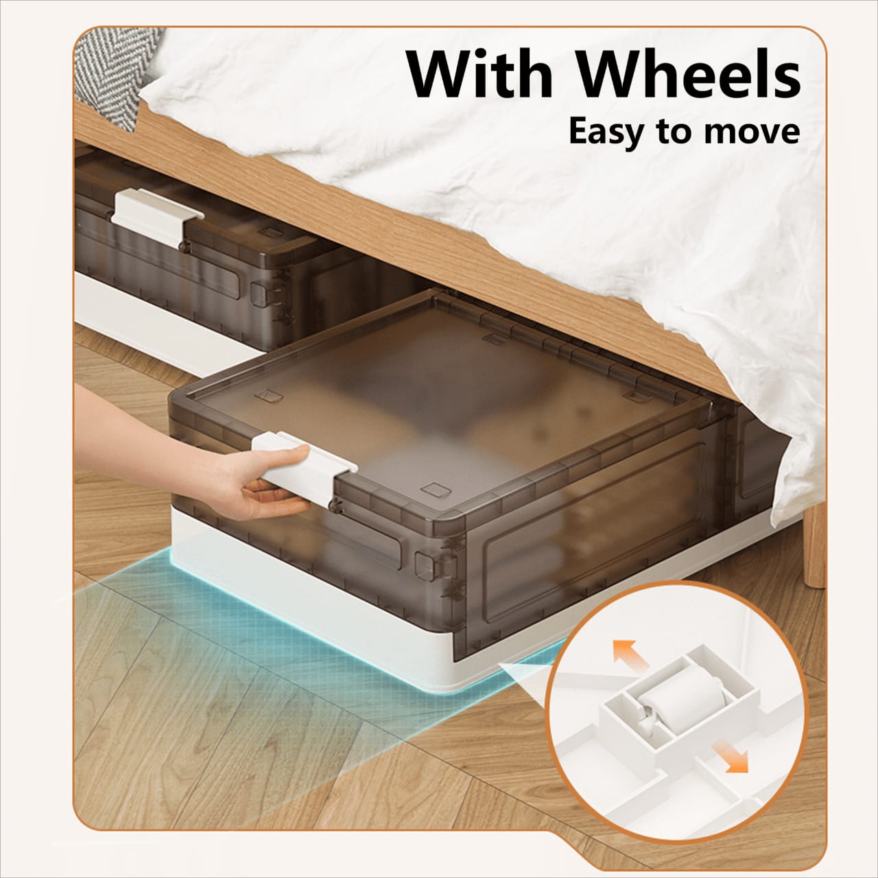Foldable Under Bed Rolling Storage Organizer Container, Multi-purpose Storage Bin For Bedroom