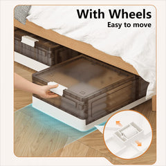 Foldable Under Bed Rolling Storage Organizer Container, Multi-purpose Storage Bin For Bedroom