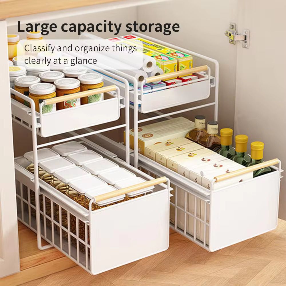 Under Sink Storage Rack - Drawer-Type Kitchen and Bathroom Organizer Shelf