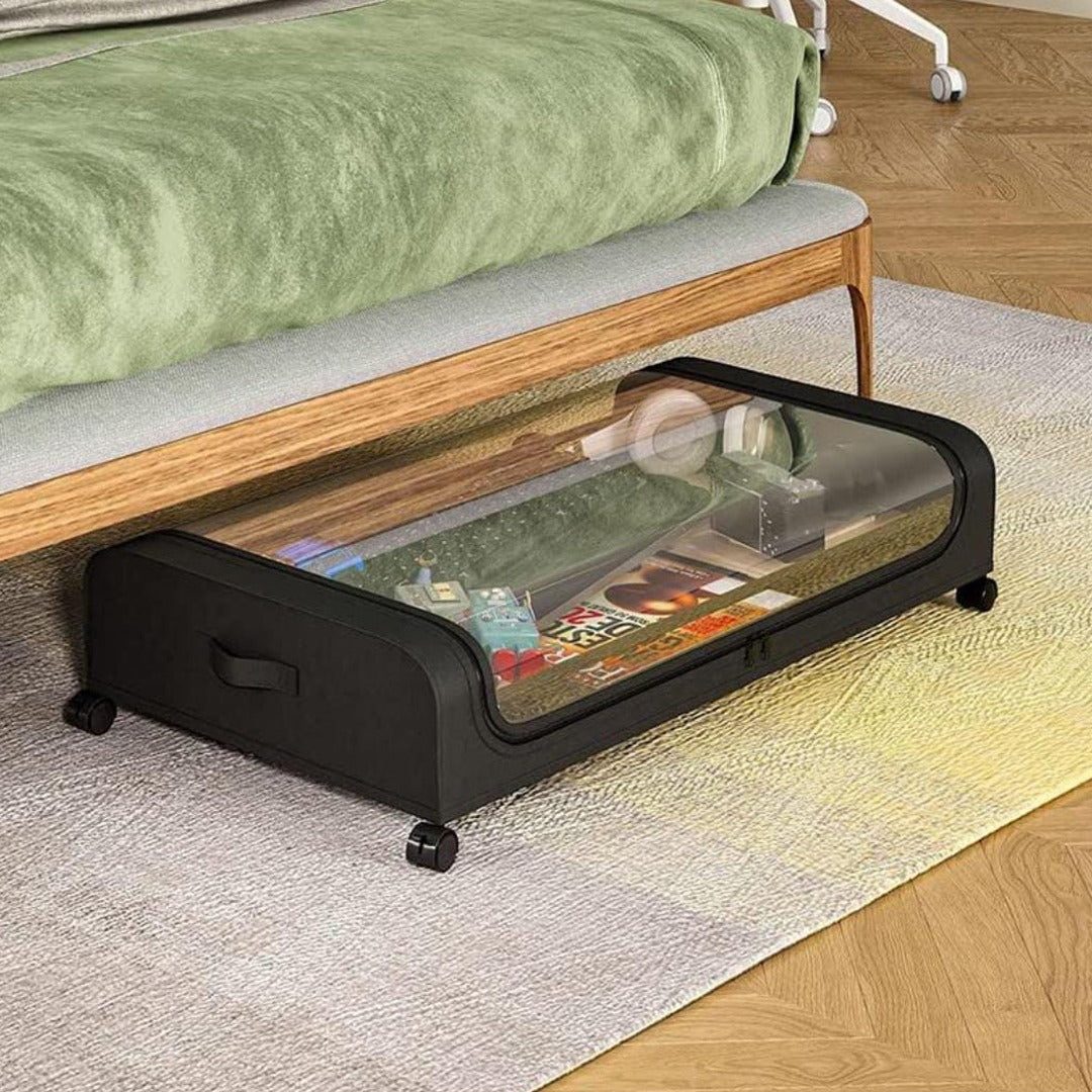 Underbed Storage Bag, Rolling Organizer Container Bin, Cloth Storage Box