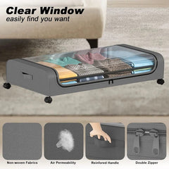 Underbed Storage Bag, Rolling Organizer Container Bin, Cloth Storage Box