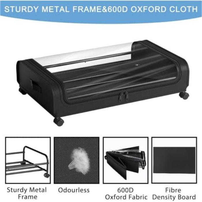 Underbed Storage Bag, Rolling Organizer Container Bin, Cloth Storage Box