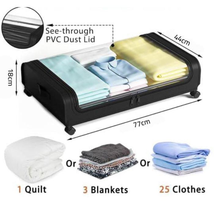Underbed Storage Bag, Rolling Organizer Container Bin, Cloth Storage Box