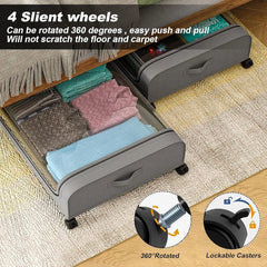 Underbed Storage Bag, Rolling Organizer Container Bin, Cloth Storage Box