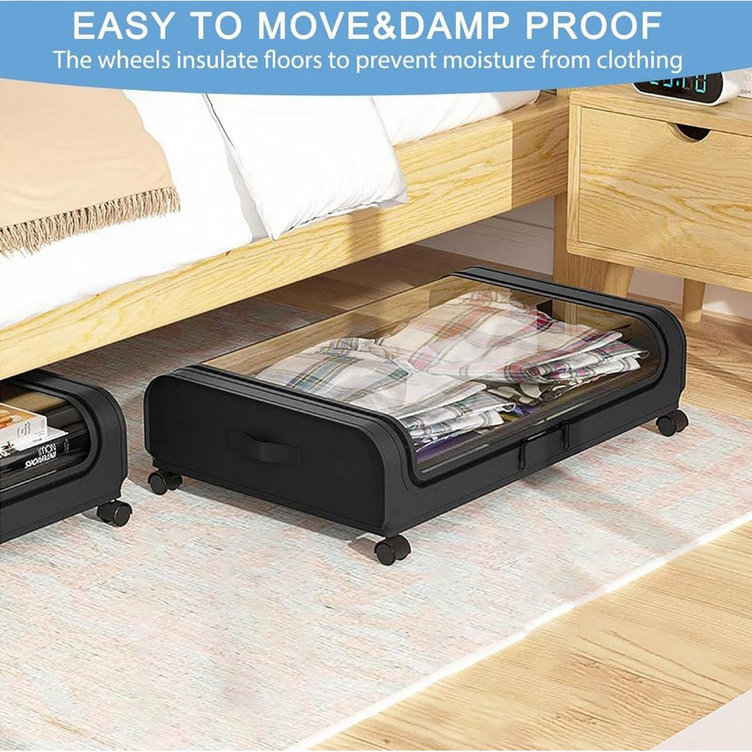 Underbed Storage Bag, Rolling Organizer Container Bin, Cloth Storage Box
