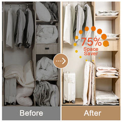 Space Saving Vacuum Seal Bags, Clothes Storage Compressed Reusable Organizer Bags