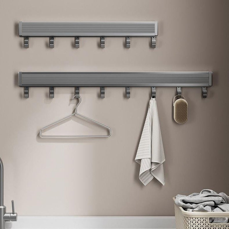 Wall-Mounted Foldable Drying Rack, Telescopic Cloth Drying Mesh Shelf, Organizer Rack With Hooks
