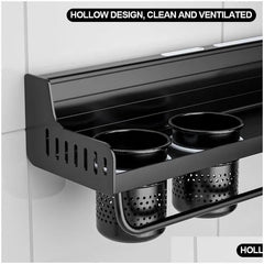 Wall- Mounted Kitchen Storage Rack, Multi-Purpose Kitchen Holder Spice, Spoon, Knife, Kitchen Towel Organizer
