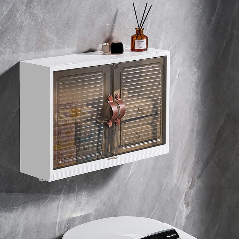 Wall Mounted Shelf Cabinet, Waterproof Storage Rack Organizer For Bathroom, Kitchen