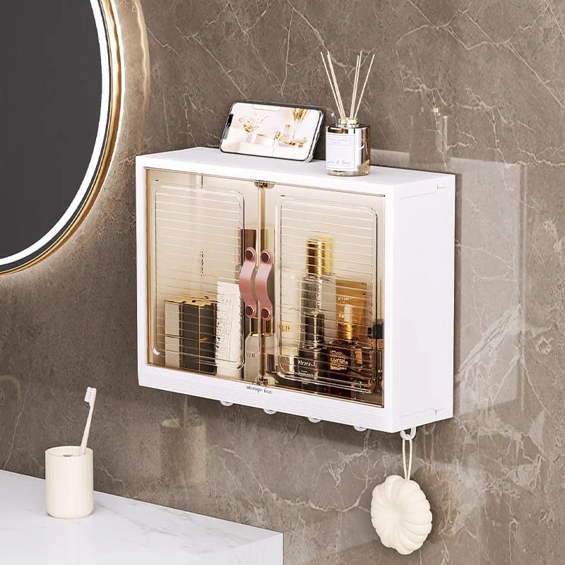 Wall Mounted Shelf Cabinet, Waterproof Storage Rack Organizer For Bathroom, Kitchen