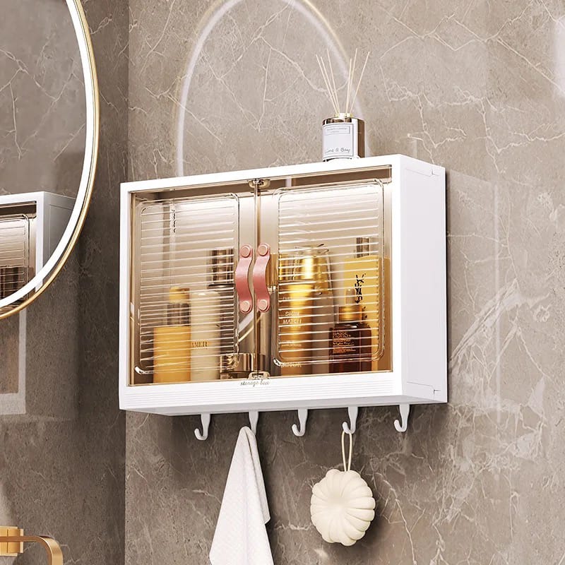 Wall Mounted Shelf Cabinet, Waterproof Storage Rack Organizer For Bathroom, Kitchen
