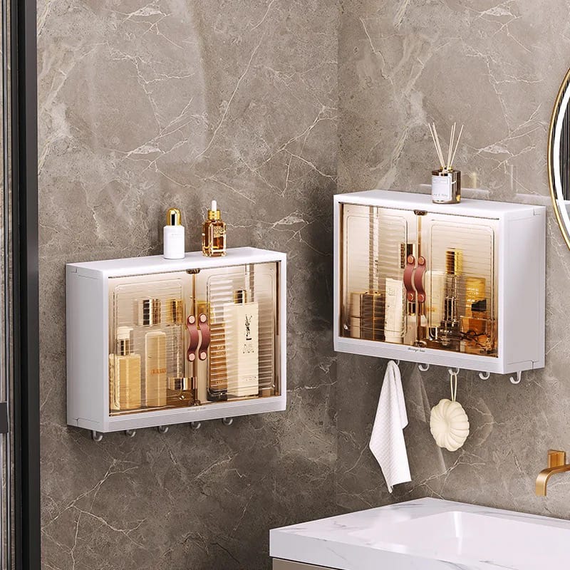 Wall Mounted Shelf Cabinet, Waterproof Storage Rack Organizer For Bathroom, Kitchen