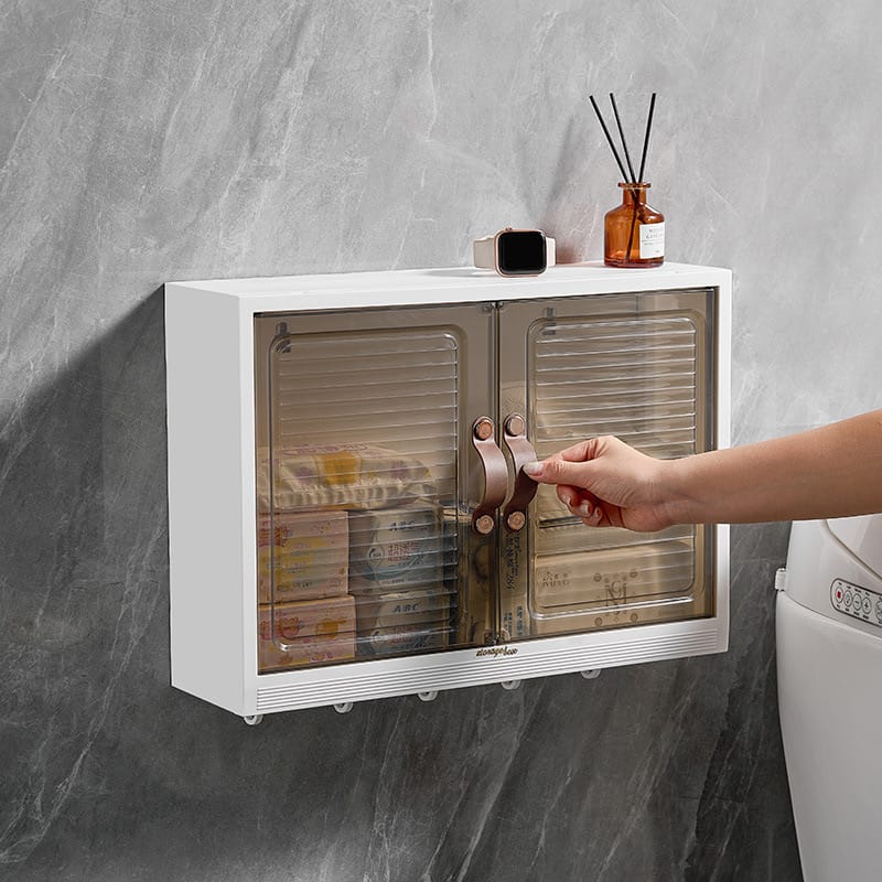 Wall Mounted Shelf Cabinet, Waterproof Storage Rack Organizer For Bathroom, Kitchen