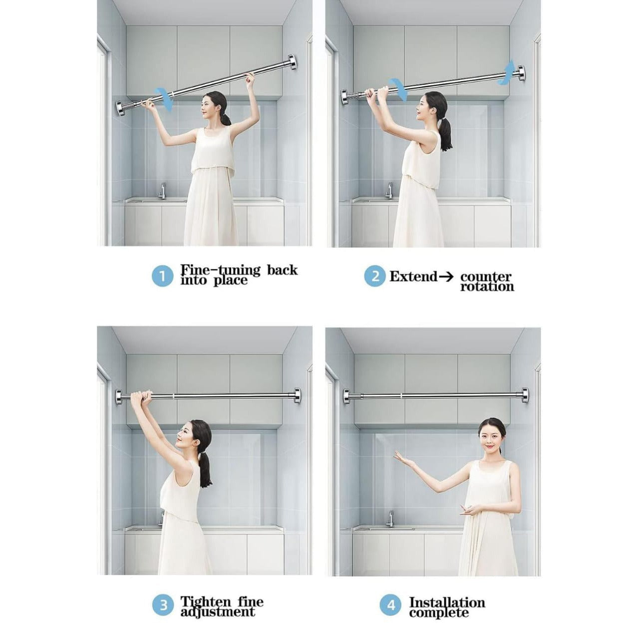 Wall Mounted Retractable Cloth Hanger Stand, Telescopic Cloth Drying Rod
