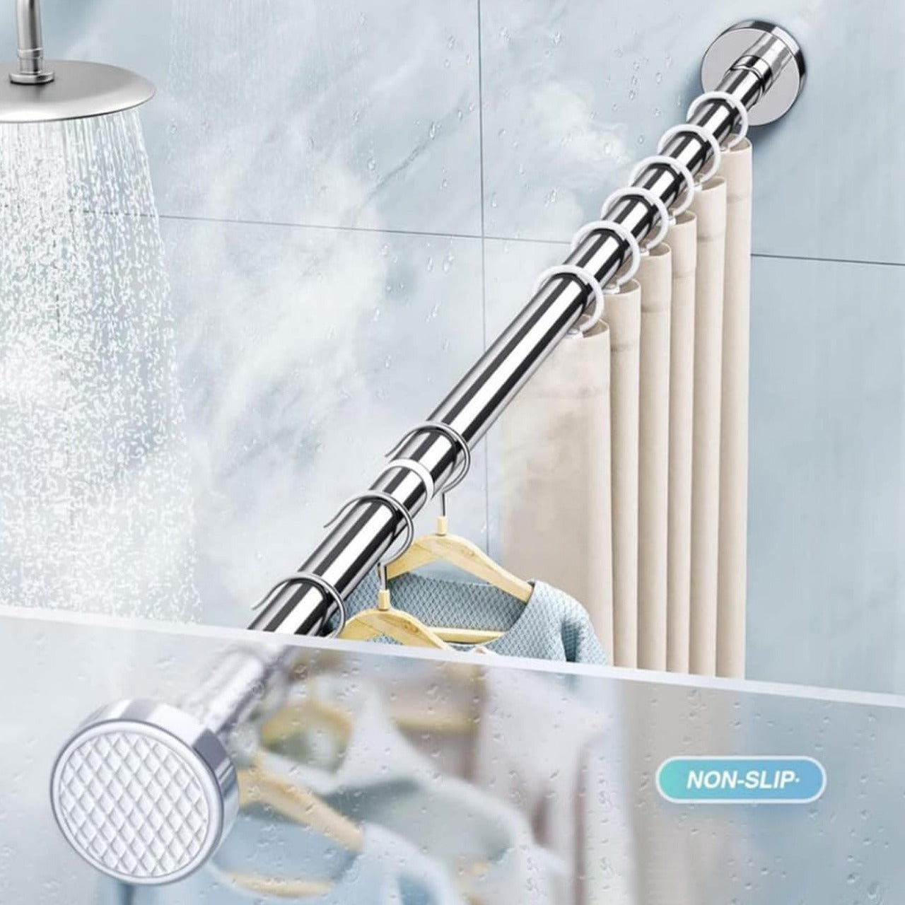 Wall Mounted Retractable Cloth Hanger Stand, Telescopic Cloth Drying Rod