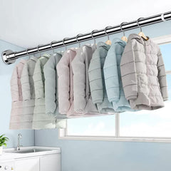 Wall Mounted Retractable Cloth Hanger Stand, Telescopic Cloth Drying Rod