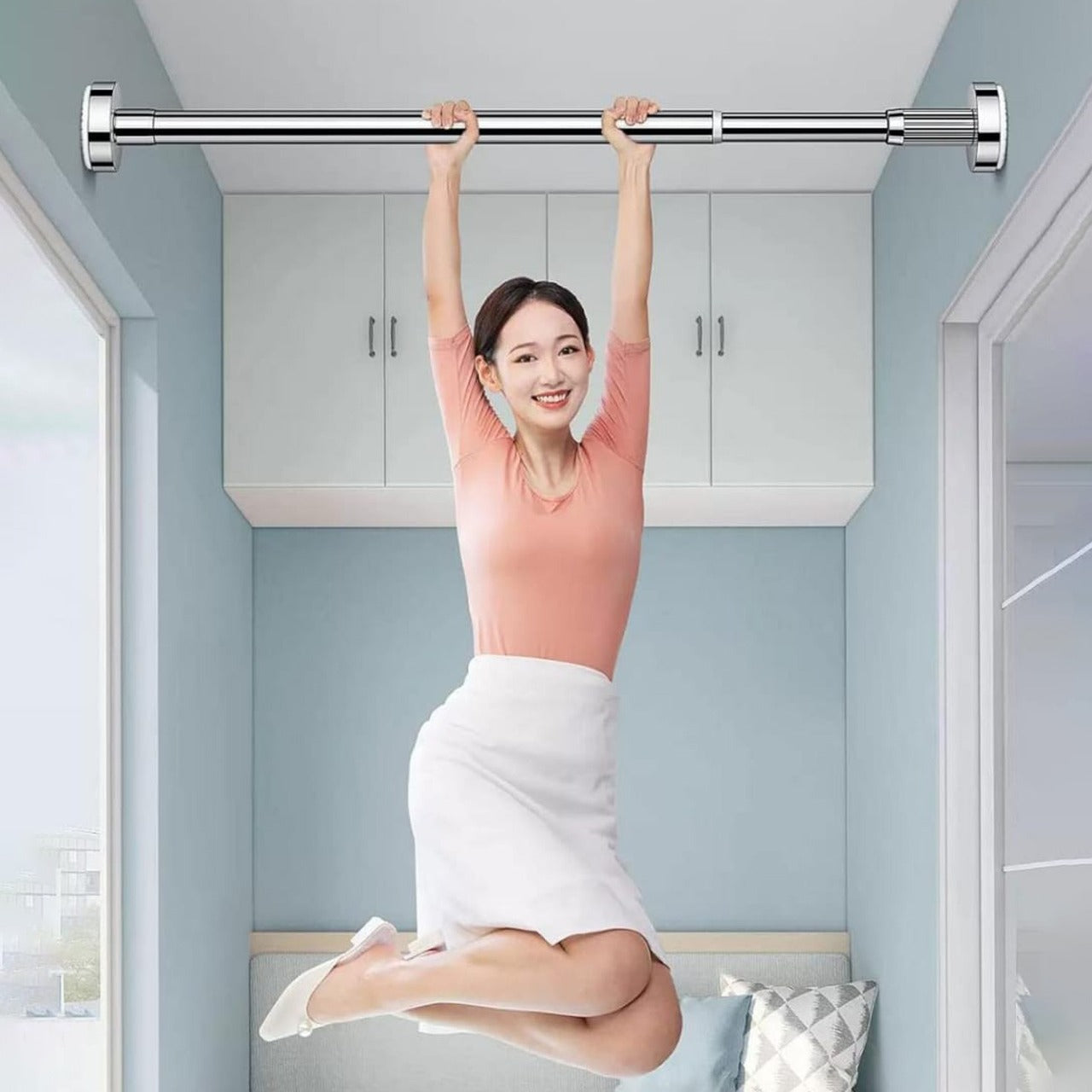 Wall Mounted Retractable Cloth Hanger Stand, Telescopic Cloth Drying Rod