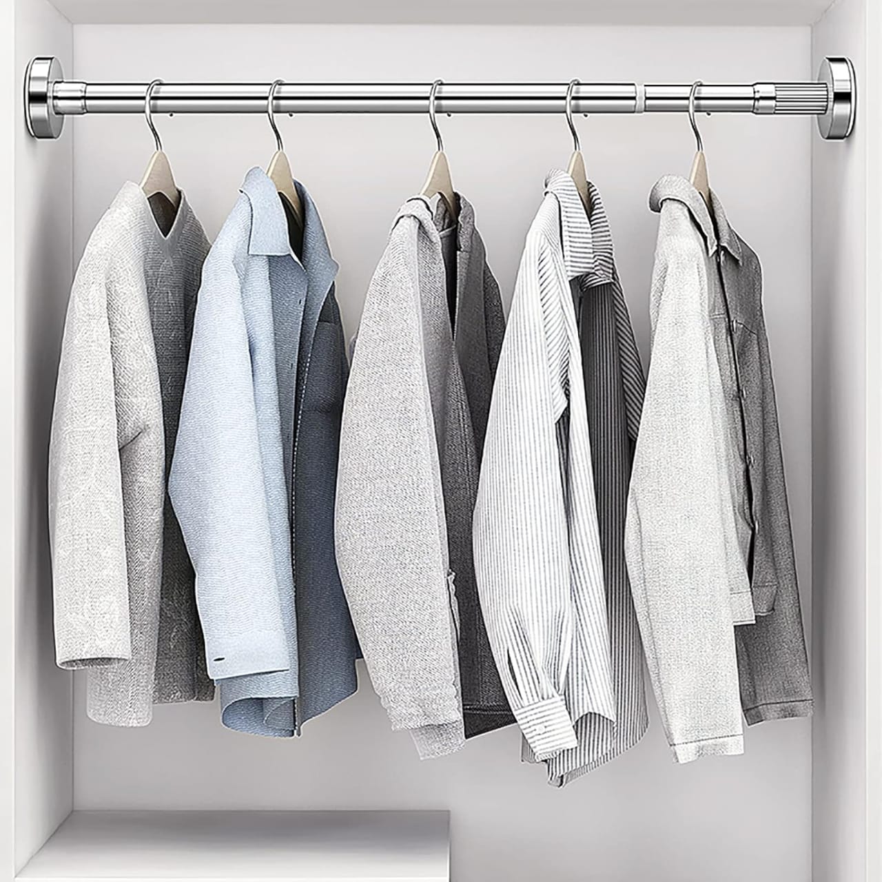 Wall Mounted Retractable Cloth Hanger Stand, Telescopic Cloth Drying Rod