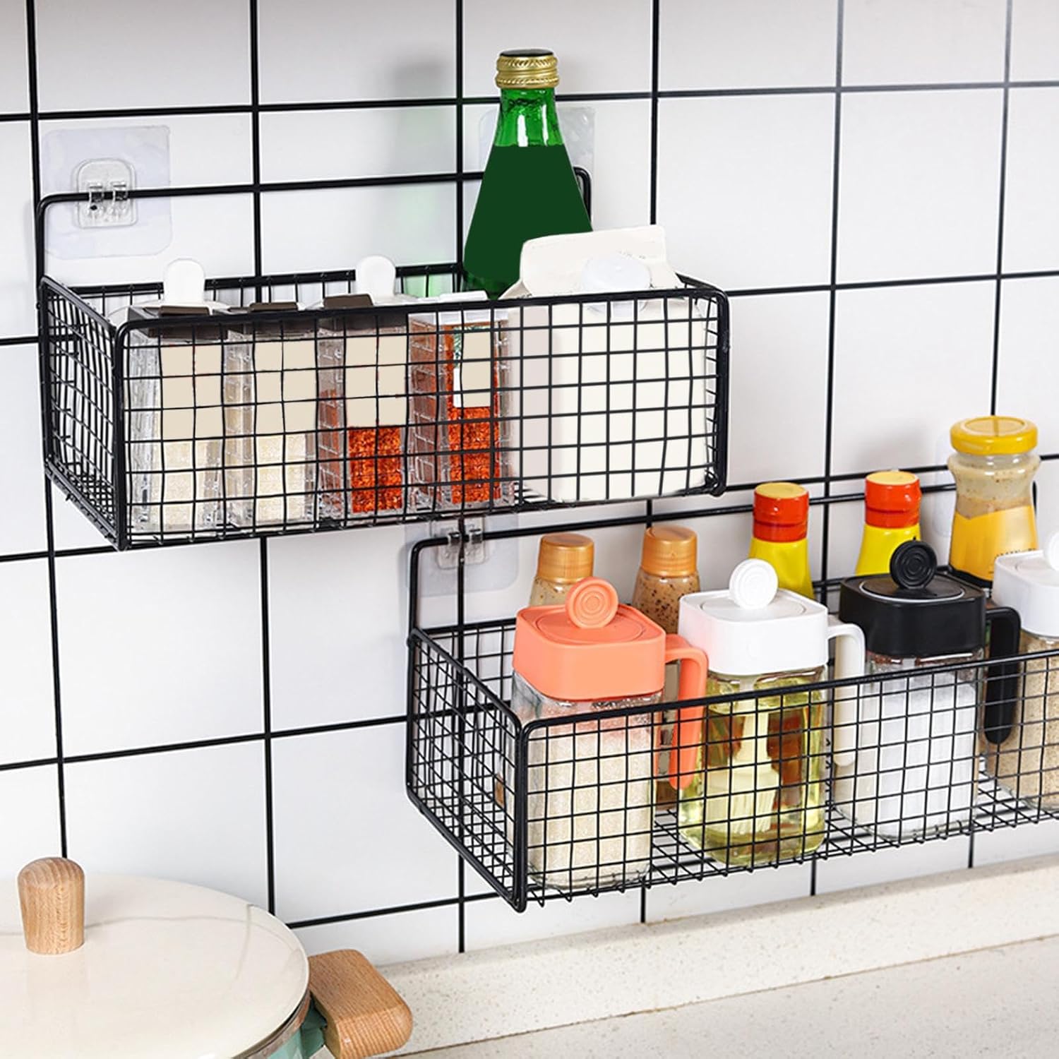 Wall Mounted Storage Basket – Hanging Shelf Rack for Kitchen & Bathroom