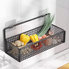 Wall Mounted Storage Basket – Hanging Shelf Rack for Kitchen & Bathroom