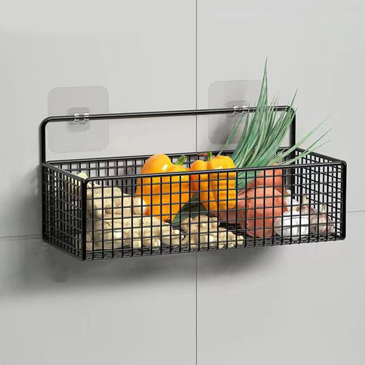 Wall Mounted Storage Basket – Hanging Shelf Rack for Kitchen & Bathroom