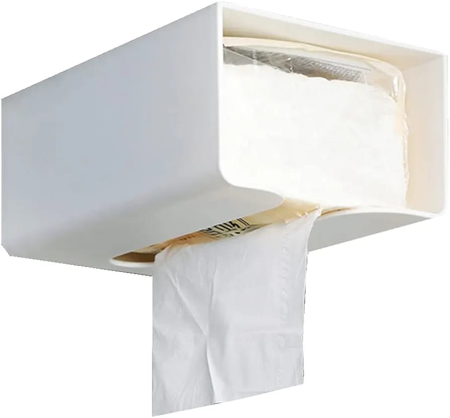 Wall Mounted Tissue Box Holder Dispenser Rack for Kitchen, Bathroom, Bedroom
