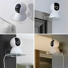 2 Pcs Wall Mounted Mini Storage Rack, Transparent Security Camera Holder Bracket shelf